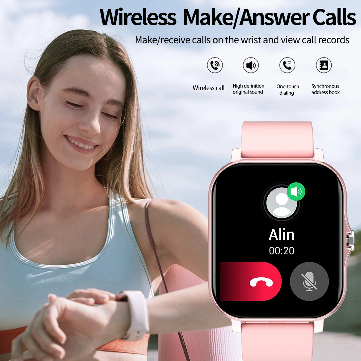 Smart watch, call, message reminder, compatible with iPhone/android mobile phone, smart sports watch suitable for men and women