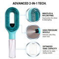 2-in-1 Spray Hairbrush | Innovative Detangling & Hydrating Brush for Wet/Dry Hair | Anti-Frizz Tangle-Free Bristles