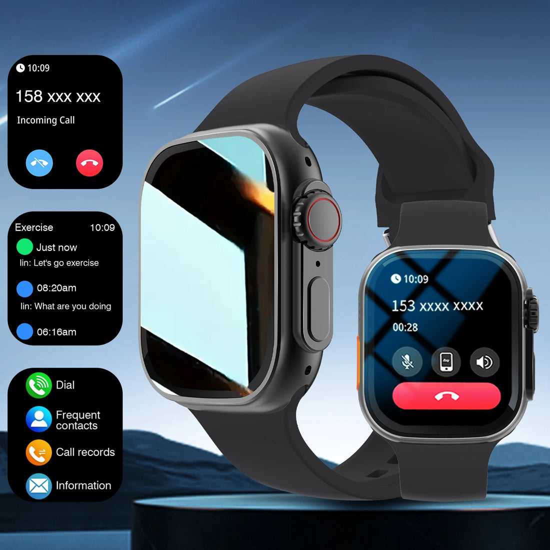 Smartwatch HD Touch Screen,Alarm, Multi-Sport Modes, Sedentary Reminder,Music, Calculator, for Android & IPhone,Watch Gift