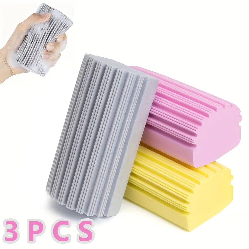 3pcs Damp Clean Duster Sponge, Sponge Cleaning Brush, Duster For Cleaning Blinds, Glass, Baseboards, Vents, Railings, Mirrors ﻿
