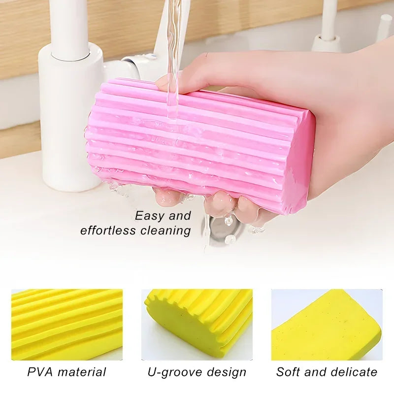 3pcs Damp Clean Duster Sponge, Sponge Cleaning Brush, Duster For Cleaning Blinds, Glass, Baseboards, Vents, Railings, Mirrors ﻿