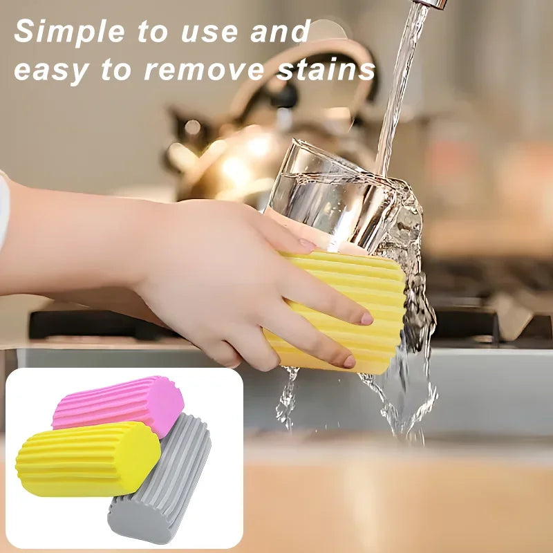 3pcs Damp Clean Duster Sponge, Sponge Cleaning Brush, Duster For Cleaning Blinds, Glass, Baseboards, Vents, Railings, Mirrors ﻿