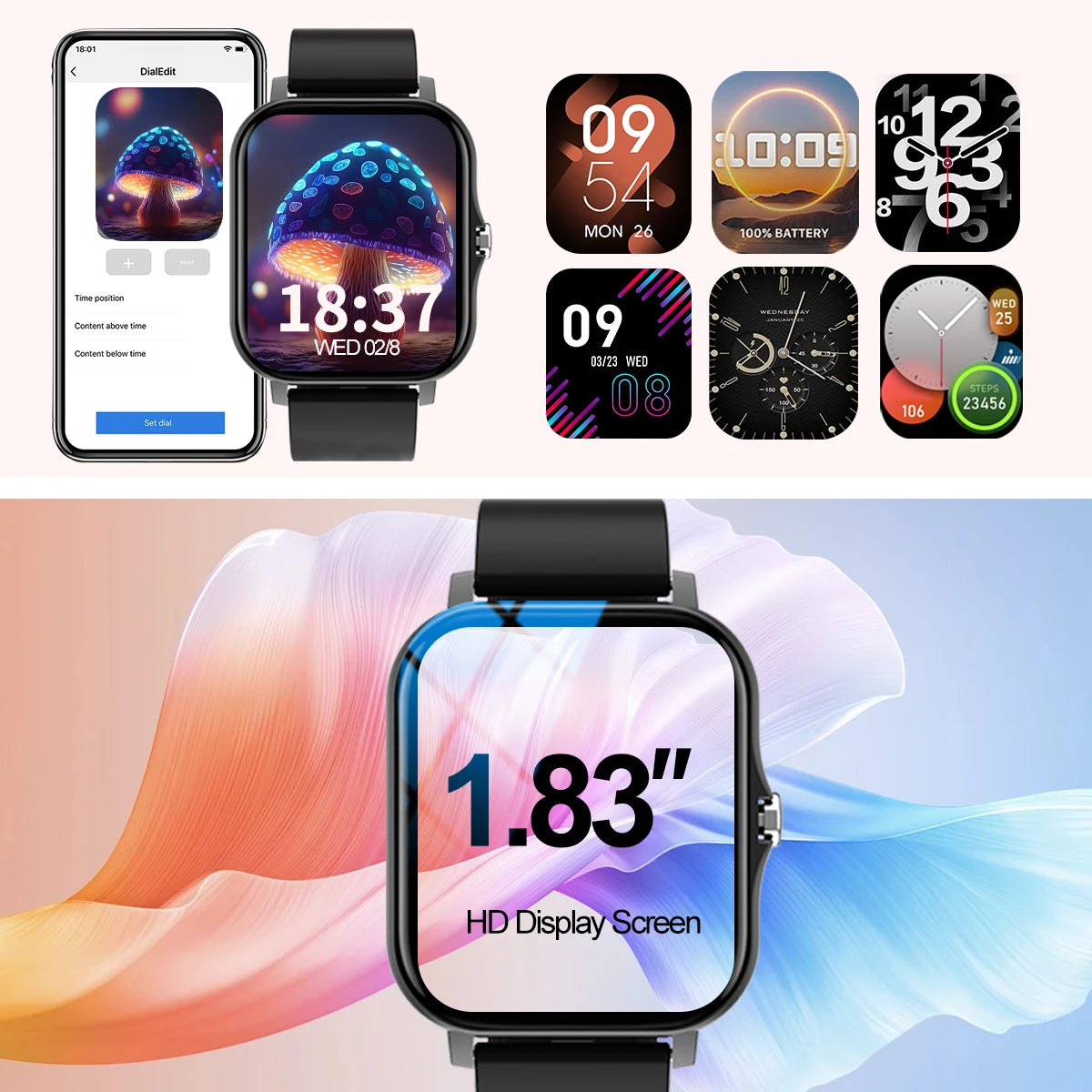 Smart watch, call, message reminder, compatible with iPhone/android mobile phone, smart sports watch suitable for men and women