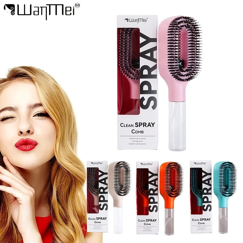 2-in-1 Spray Hairbrush | Innovative Detangling & Hydrating Brush for Wet/Dry Hair | Anti-Frizz Tangle-Free Bristles