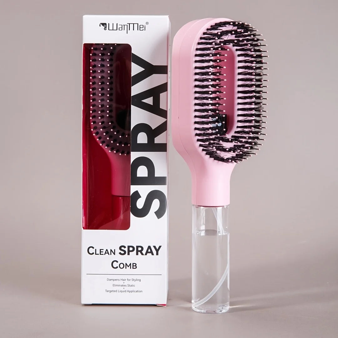 2-in-1 Spray Hairbrush | Innovative Detangling & Hydrating Brush for Wet/Dry Hair | Anti-Frizz Tangle-Free Bristles