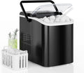 Portable Ice Maker, 26lbs/24H, 9 Cubes in 6 Mins, Self-Cleaning, Quiet for Home Kitchen RV Camping
