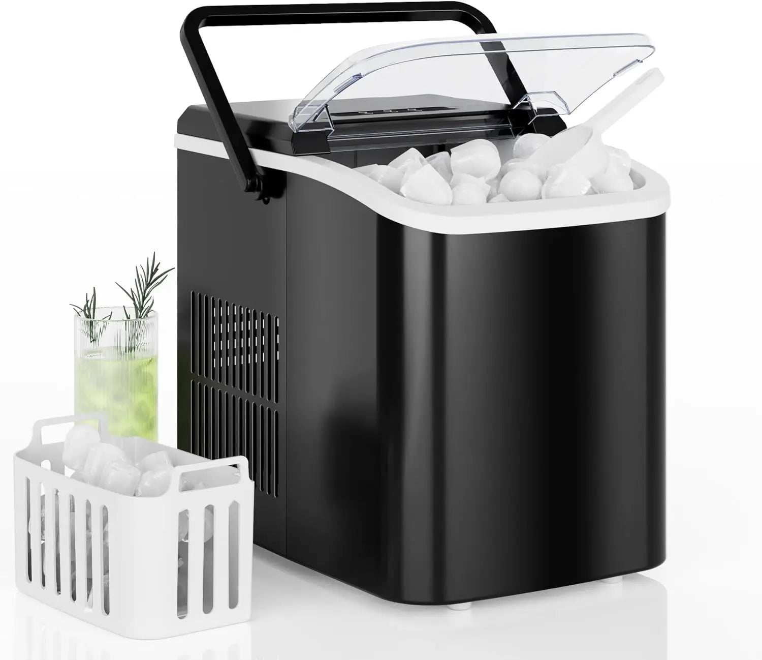 Portable Ice Maker, 26lbs/24H, 9 Cubes in 6 Mins, Self-Cleaning, Quiet for Home Kitchen RV Camping