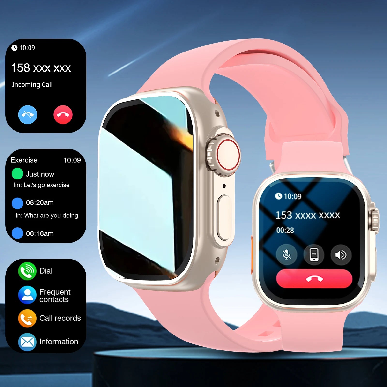 Smartwatch HD Touch Screen,Alarm, Multi-Sport Modes, Sedentary Reminder,Music, Calculator, for Android & IPhone,Watch Gift