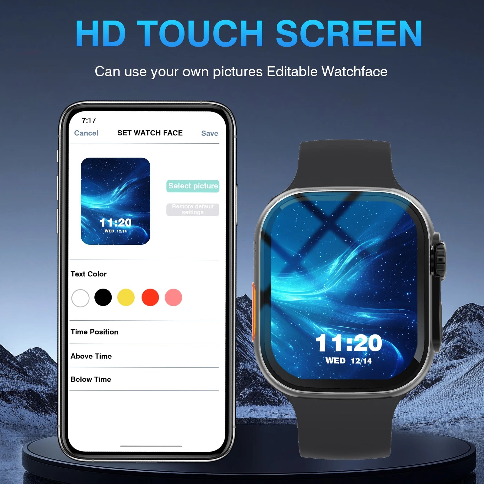 Smartwatch HD Touch Screen,Alarm, Multi-Sport Modes, Sedentary Reminder,Music, Calculator, for Android & IPhone,Watch Gift